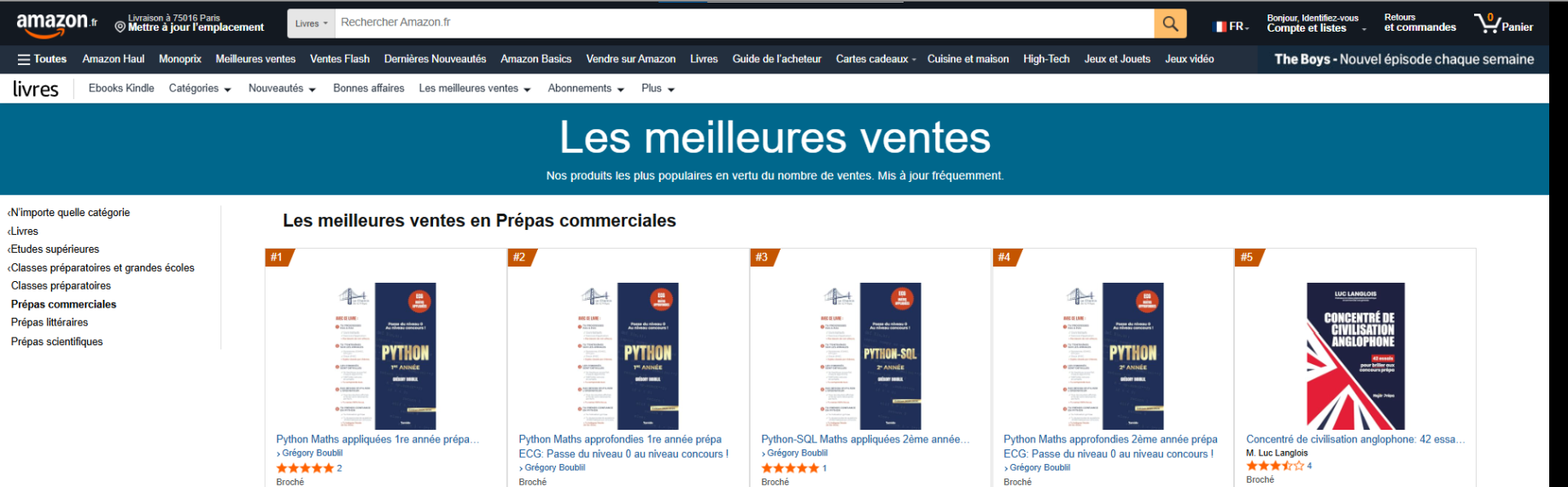 Livre Python prépa ECG Grégory Boublil